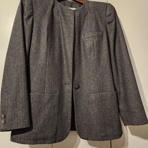 Gray Pinstripe Women's 2 Piece Suit With Skirt